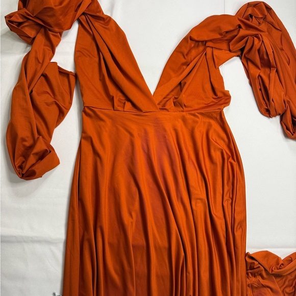 Orange Sleeveless Halter Maxi Gown - Picture 3 of 8